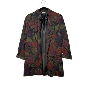 Vintage 90s Floral Long  Oversize Blazer